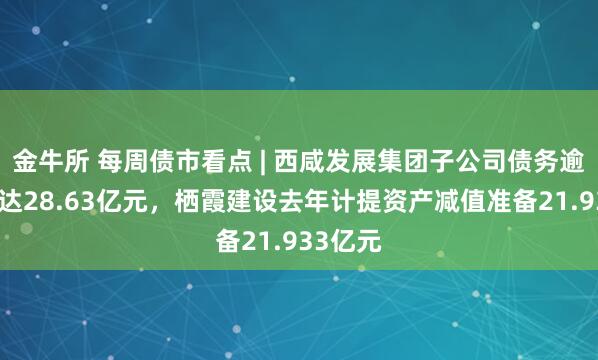 金牛所 每周债市看点 | 西咸发展集团子公司债务逾期金额达28.63亿元，栖霞建设去年计提资产减值准备21.933亿元